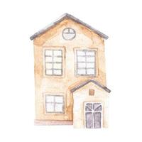 house in different colors and size, watercolor childish illustration vector