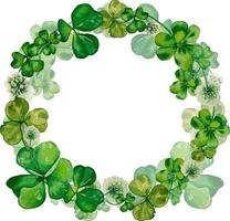 Shamrock and clover frame watercolor on white background vector