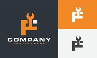 letter F wrench logo vector