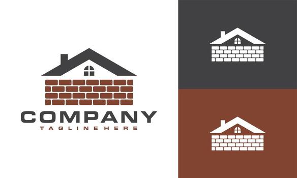 Home real estate bricks logo vector