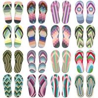 Set of Beach Slippers. Colorful Summer Flip Flops Isolated on White Background vector