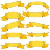 Set of ten yellow ribbons and banners for web design. Great design element isolated on white background. Vector illustration.