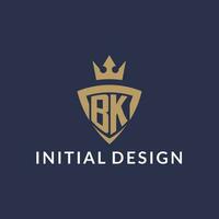 BK logo with shield and crown, monogram initial logo style vector