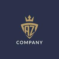 AZ logo with shield and crown, monogram initial logo style vector