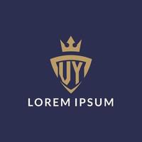 VY logo with shield and crown, monogram initial logo style vector