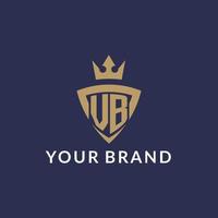 VB logo with shield and crown, monogram initial logo style vector