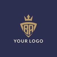 BA logo with shield and crown, monogram initial logo style vector