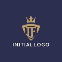 IF logo with shield and crown, monogram initial logo style vector