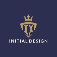 IX logo with shield and crown, monogram initial logo style vector