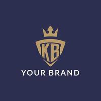 KB logo with shield and crown, monogram initial logo style vector