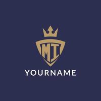 MI logo with shield and crown, monogram initial logo style vector