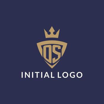 OS logo with shield and crown, monogram initial logo style vector