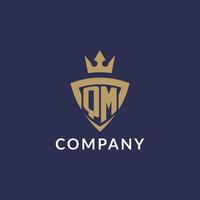 QM logo with shield and crown, monogram initial logo style vector