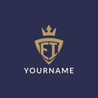 EI logo with shield and crown, monogram initial logo style vector