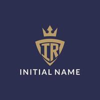 IR logo with shield and crown, monogram initial logo style vector