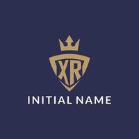 XR logo with shield and crown, monogram initial logo style vector