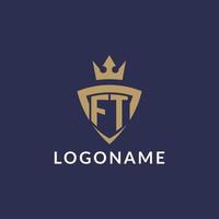 FT logo with shield and crown, monogram initial logo style vector