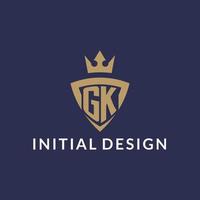 G k logo con proteger y corona, monograma inicial logo estilo vector