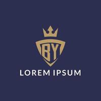 BY logo with shield and crown, monogram initial logo style vector