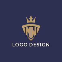 MW logo with shield and crown, monogram initial logo style vector