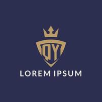 QY logo with shield and crown, monogram initial logo style vector