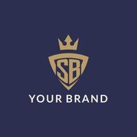 SB logo with shield and crown, monogram initial logo style vector