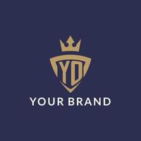 YO logo with shield and crown, monogram initial logo style vector