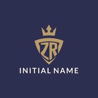 ZR logo with shield and crown, monogram initial logo style vector