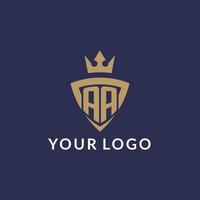 AA logo with shield and crown, monogram initial logo style vector