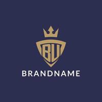BU logo with shield and crown, monogram initial logo style vector