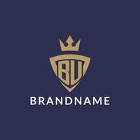 BU logo with shield and crown, monogram initial logo style vector