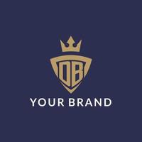 DB logo with shield and crown, monogram initial logo style vector