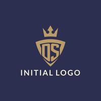 DS logo with shield and crown, monogram initial logo style vector