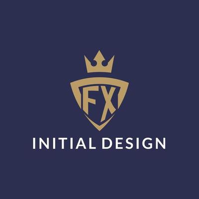 FX logo with shield and crown, monogram initial logo style