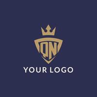 QN logo with shield and crown, monogram initial logo style vector