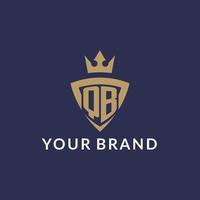 QB logo with shield and crown, monogram initial logo style vector