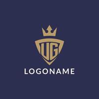 UG logo with shield and crown, monogram initial logo style vector