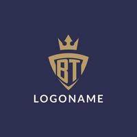 BT logo with shield and crown, monogram initial logo style vector