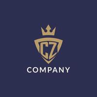 CZ logo with shield and crown, monogram initial logo style vector