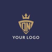 DN logo with shield and crown, monogram initial logo style vector