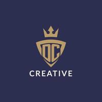 DC logo with shield and crown, monogram initial logo style vector