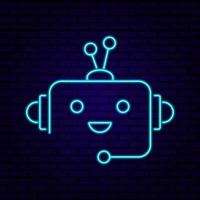 icono para editorial contenido en chatbot - neón con ai robot vector