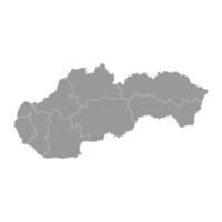 Eslovaquia gris mapa con regiones. vector ilustración.
