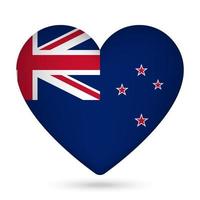 New Zealand flag in heart shape. Vector illustration.