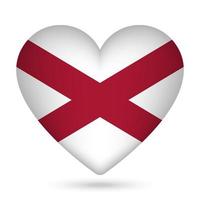 Northern Ireland flag in heart shape. Vector illustration.