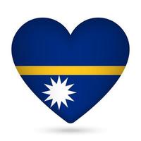 Nauru flag in heart shape. Vector illustration.