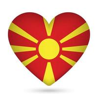 North Macedonia flag in heart shape. Vector illustration.