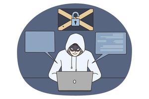 Male hacker steal personal data from computer vector