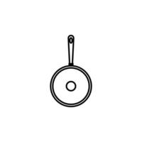 frying pan simple line vector icon illustration