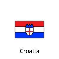 nacional bandera de Croacia en sencillo colores con nombre vector icono ilustración